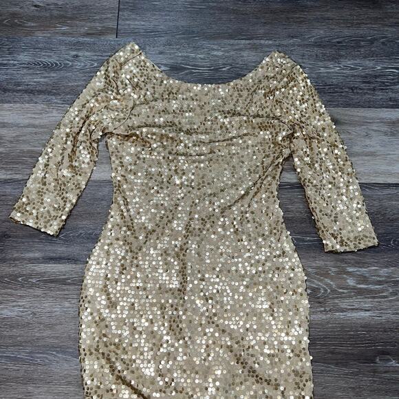 Fredericks of Hollywood Gold Sequin Dress Size Large Vintage - Picture 7 of 7